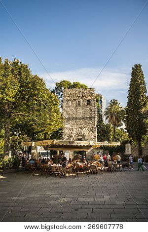 Ravello - October 5: People And Tourists Enjoy Coffee Time In The Main Square On October 5, 2014 In 