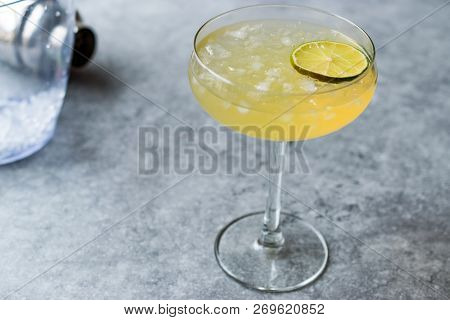 Gin Gimlet Cocktail With Lime And Crushed Ice.