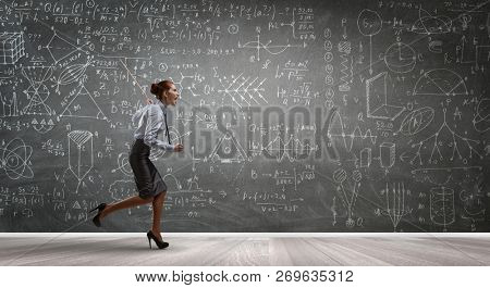 Red hair woman teacher . Mixed media