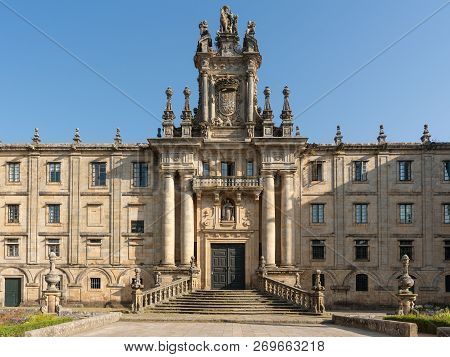 Beautiful Old Mosteiro De San Martino Pinario, Santiago De Compostela, Spain