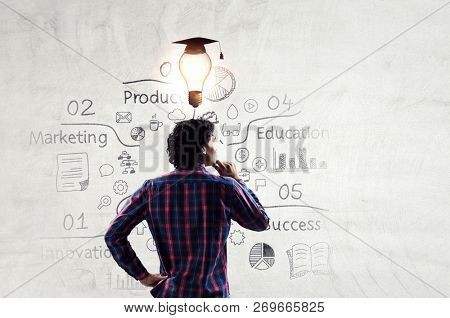 Pensive hipster guy. Mixed media