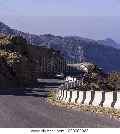 A Road From Bcharre Toward The Bekaa Valley In Northern Lebanon. Lebanese Landscape And Highway.