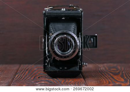 Moscow, Russia, April 14, 2017. The Old Soviet Medium Format Scaling Camera Moskwa-3, Released1951.