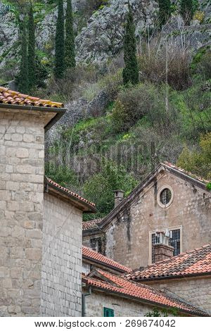 Red Tiled Roofs Of Old Historical Houses In Kotor Old Town, Montenegro