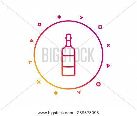 Brandy Bottle Line Icon. Whiskey Or Scotch Alcohol Sign. Gradient Pattern Line Button. Brandy Bottle