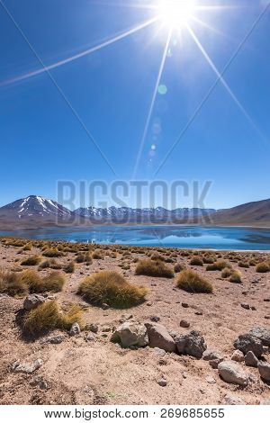 Lagunas Altiplanicas, Miscanti Y Miniques, Amazing View At Atacama Desert. Chile, South America.