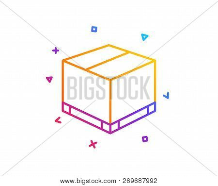 Parcel Box Line Icon. Logistics Delivery Sign. Package Tracking Symbol. Gradient Line Button. Delive