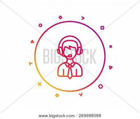 Shipping Support Line Icon. Delivery Manager Sign. Logistics Help Symbol. Gradient Pattern Line Butt