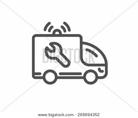 Spanner Tool Line Icon. Car Repair Service Sign. Fix Instruments Symbol. Quality Design Flat App Ele
