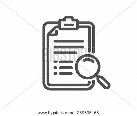 Search Analysis Line Icon. Find Document Sign. Magnify Glass. Quality Design Flat App Element. Edita
