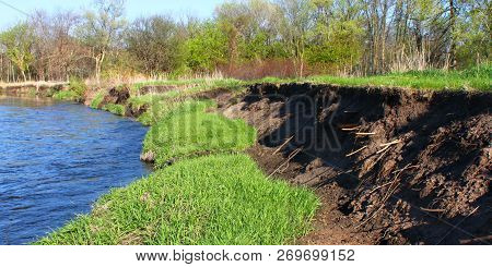 River Bank Erosion Often Occurs Along Meander Bends Such As This One On The Kishwaukee River In Nort