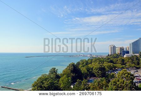 Sochi, Russia - September, 2014: Black Sea And Sea Port Of Sochi