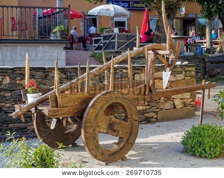 Wooden Plow On Display In Front Of The O Cruceiro Pilgrim Hostel (albergue) - Ventas De Naron, Galic