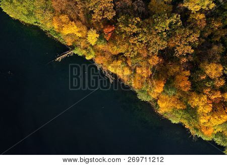 Aerial View Of The Water, Swampy Terrain And Meadows