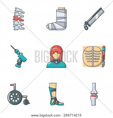 Hernia Icons Set. Cartoon Set Of 9 Hernia Vector Icons For Web Isolated On White Background