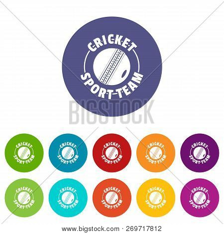 Cricket Sport Icons Color Set Vector For Any Web Design On White Background