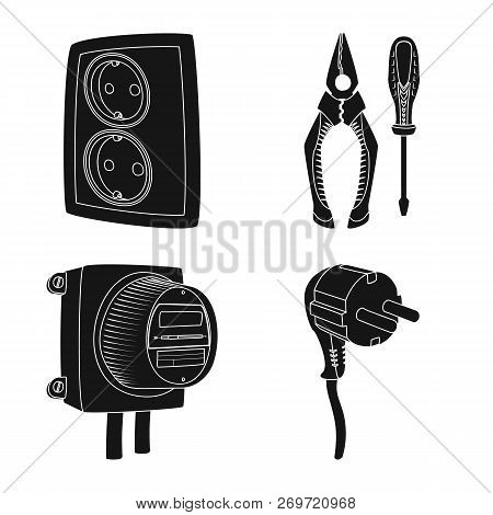 Vector Illustration Of Electricity And Electric Logo. Collection Of Electricity And Energy Stock Vec