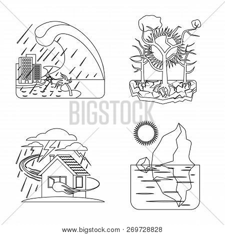 Vector Design Of Natural And Disaster Icon. Set Of Natural And Risk Vector Icon For Stock.