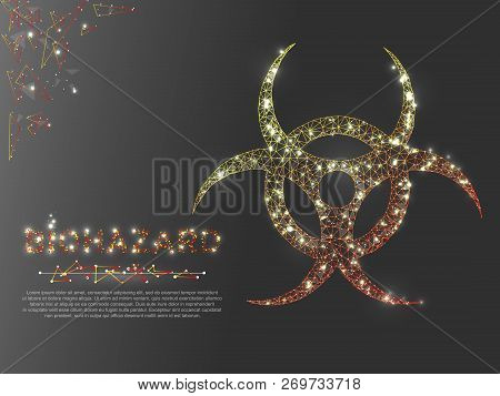 Radiation. Low Poly Wireframe Illustration Style. Vector Polygonal Image In The Form Of A Starry Sky
