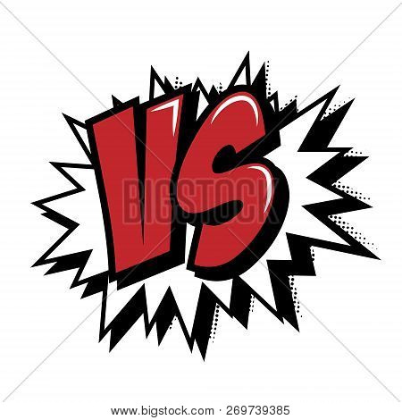 Vs Comics Book Text Balloon, Vector Halftone