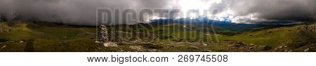 360 Degrees Landscape Of Mavrovo National Park With Mountain And Lake In Fyr Macedonia