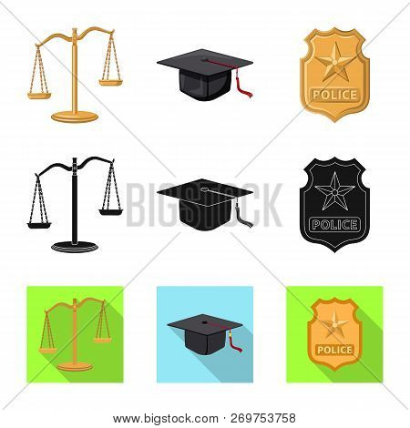 Vector Illustration Of Law And Lawyer Icon. Collection Of Law And Justice Vector Icon For Stock.