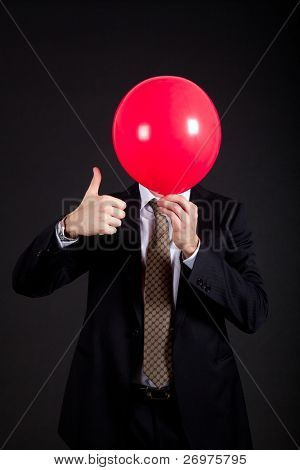  Podnikatel s červený balón místě hlavu