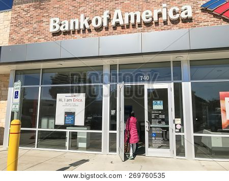 Customers Visit Bank Of America Office In Coppell, Texas, Usa