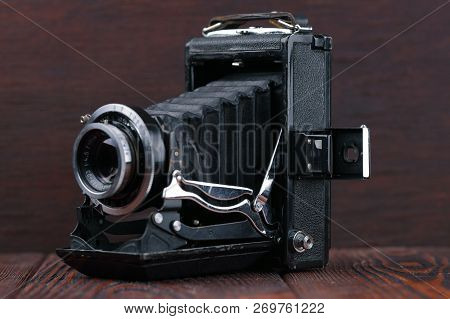 Moscow, Russia, April 14, 2017. The Old Soviet Medium Format Scaling Camera Moskwa-3, Released1951.