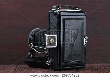 Moscow, Russia, April 14, 2017. The Old Soviet Medium Format Scaling Camera Moskwa-3, Released1951.