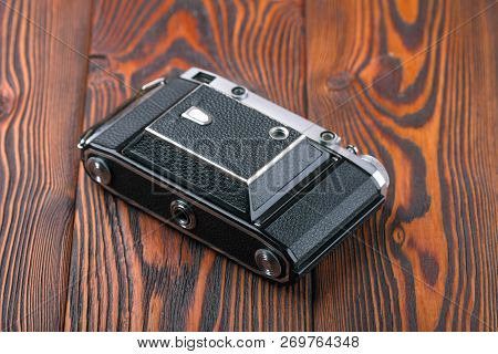 Moscow, Russia, April 14, 2017. The Old Soviet Medium Format Rangefinder Camera Moskwa-5, Released19