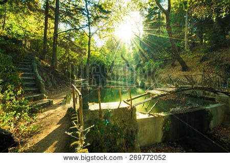 A Small River In Rodini Park In City Of Rhodes (rhodes, Greece)