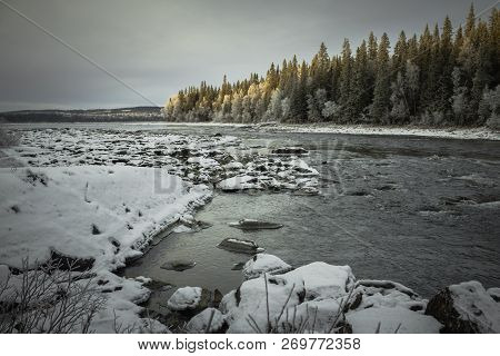 Winter Frozen River Tannforsen