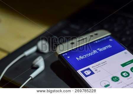 Bekasi, West Java, Indonesia. November 20, 2018 : Microsoft Word Dev App On Smartphone Screen. Word 