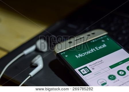 Bekasi, West Java, Indonesia. November 20, 2018 : Microsoft Excel Dev App On Smartphone Screen. Exce