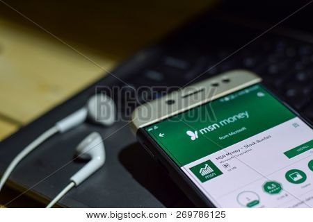 Bekasi, West Java, Indonesia. November 20, 2018 : Msn Money - Stock Quotes Dev App On Smartphone Scr