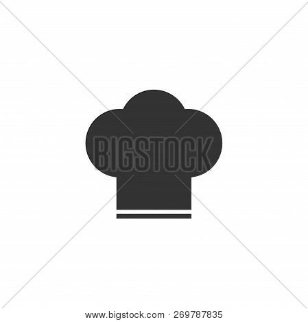 Chef Hat. Black Icon Flat On White Background