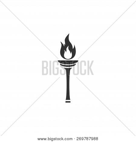 Torch. Black Icon Flat On White Background