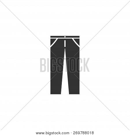 Jeans. Black Icon Flat On White Background