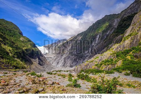 Franz Josef Glacier And Mountains Landscape, New Zealand
