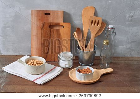 Kitchen Still Life With Nuts And Utensils