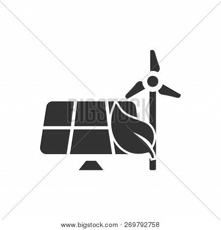 Eco Energy Saving. Black Icon Flat On White Background