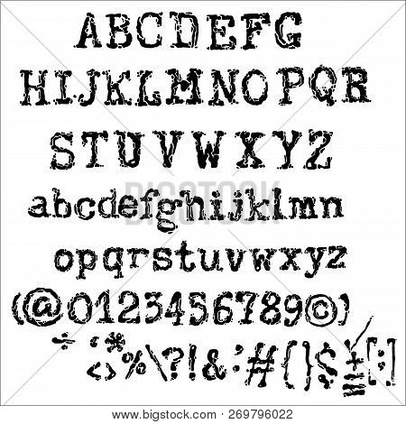 Vector Old Typewriter Font Style. Vintage Font. Old Grunge Font