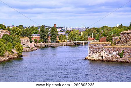 Bastions Of Finnish Fortress Suomenlinna In Helsinki, Finland