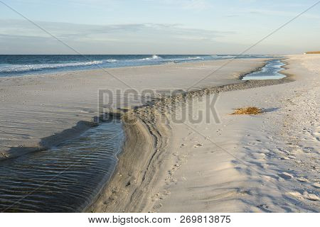 Tide Pools Form On Pensacola, Florida Beach.