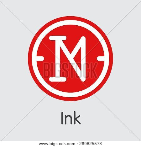 Ink Virtual Currency. Vector Ink Element. Digital Coin Icon.