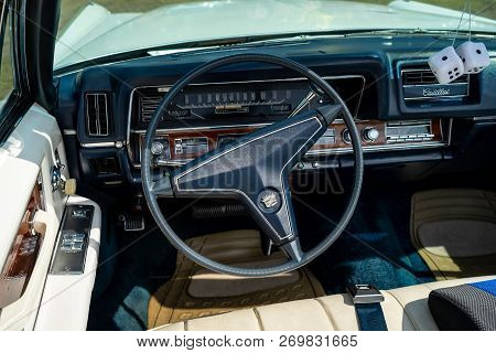 Paaren Im Glien, Germany - May 19, 2018: Interior Of A Full-size Luxury Car Cadillac De Ville Conver