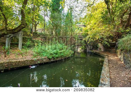 A Small River In Rodini Park In City Of Rhodes (rhodes, Greece)