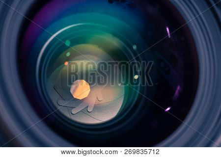 Detail Picture Of Camera Lens Aperture And Anti Reflective Coating