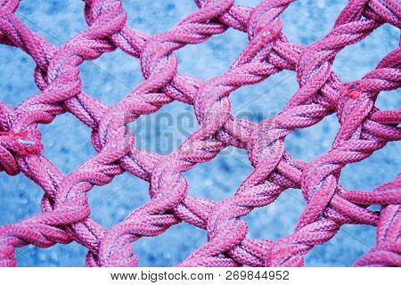 Pink Twisted, Interlaced Rope, Fiber Texture Background.